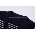 Boy's Knitted Buttoned White Black Stripe School Cardigan